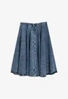 Alaïa Alaia Denim Midi Skirt With Knitted Sash Women In Blue
