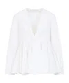 Alaïa Flare Cotton Shirt Pleated Hem In White