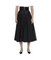 Alaïa Belted Flared Midi Skirt In Black