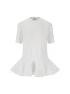 Alaïa Peplum T-shirt With Draped Hem Detail In White