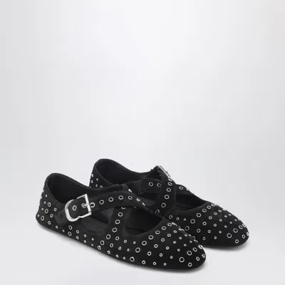 ALAÏA ALAIA FLAT BALLERINAS IN SUEDE WITH CROSSED STRAPS AND EYELETS WOMEN