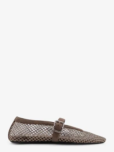 Alaïa Alaia Women Flat Mesh Ballerinas With Rhinestone Detail In Brown