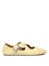 Alaïa Criss Cross Leather-trimmed Calf Hair Ballet Flats In Yellow
