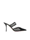 Alaïa La Coeur 90 Mesh And Patent-leather Mules In 黑色