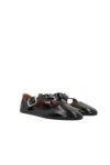 Alaïa Alaia Black Criss-crossed Ballerina Flat In Patent Leather Women In Black