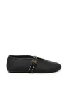 Alaïa Flat Straw Ballerinas In Black