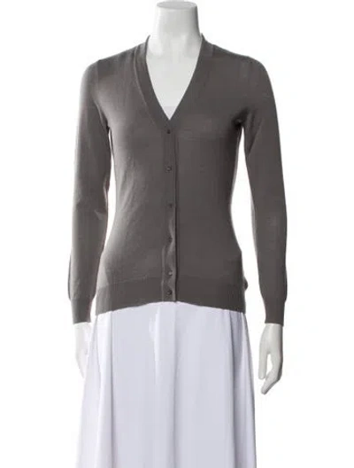 Pre-owned Alaïa Fleece V-neck Sweater In Gray