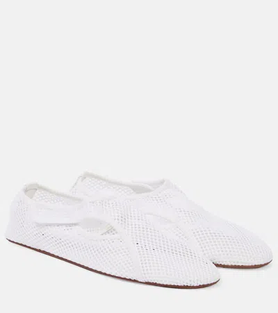 Alaïa Flex Leather-trimmed Mesh Ballet Flats