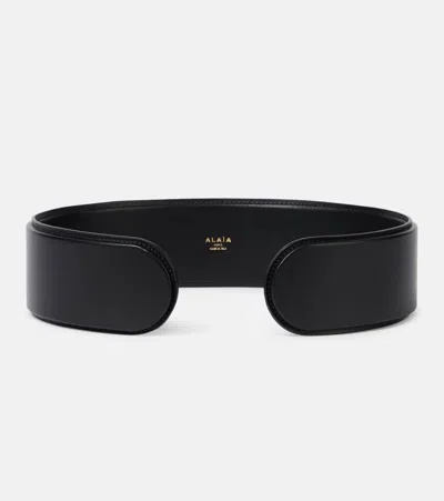 Alaïa Flex Straight Leather Belt In Black