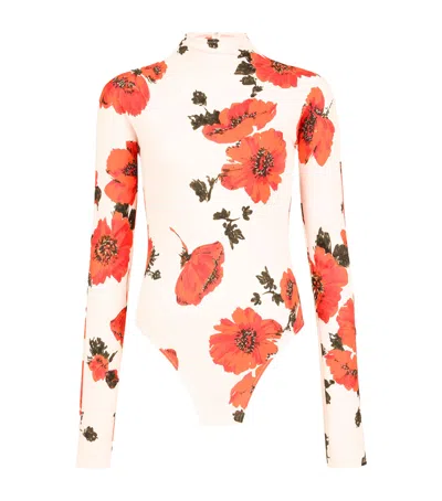 Alaïa Floral Print Bodysuit In Multi