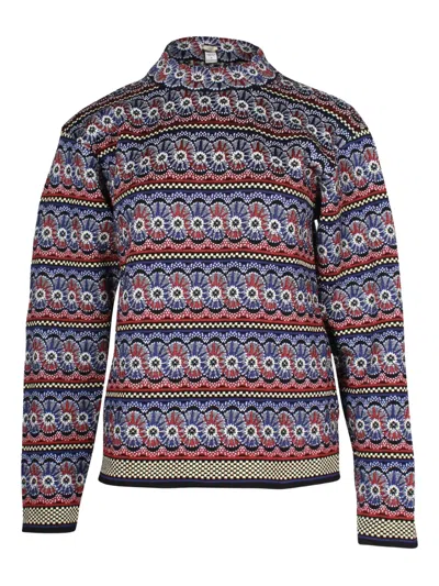 Pre-owned Alaïa Floral-print Knitted Sweater In Blue
