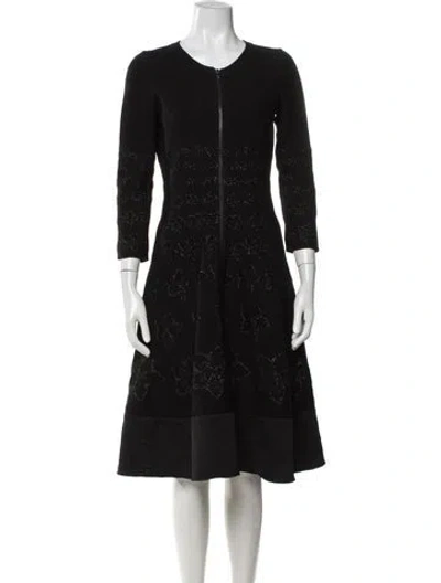 Pre-owned Alaïa Floral Print Midi Length Dress In Black