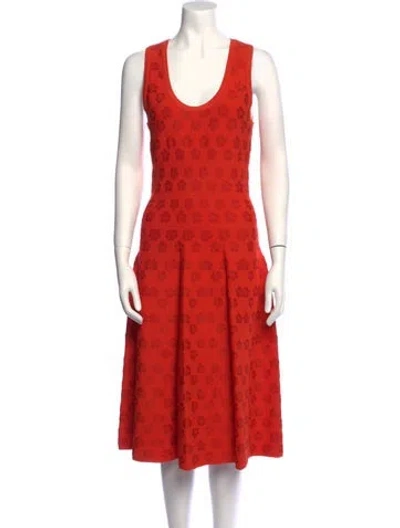 Pre-owned Alaïa Floral Print Midi Length Dress In Orange