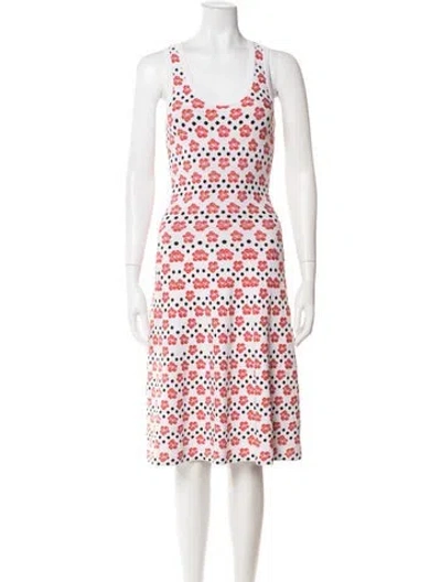 Pre-owned Alaïa Floral Print Midi Length Dress In Red