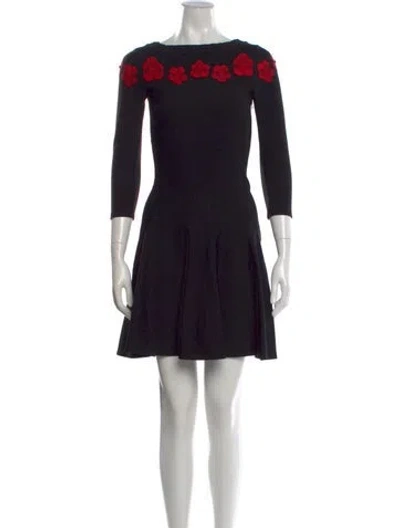 Pre-owned Alaïa Floral Print Mini Dress In Black