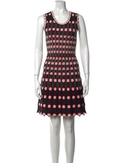 Pre-owned Alaïa Floral Print Mini Dress In Black