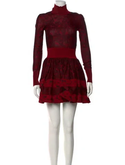 Pre-owned Alaïa Floral Print Mini Dress In Red