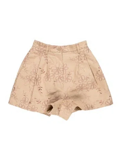 Pre-owned Alaïa Floral Print Mini Shorts In Neutrals