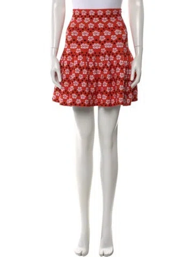 Pre-owned Alaïa Floral Print Mini Skirt In Orange