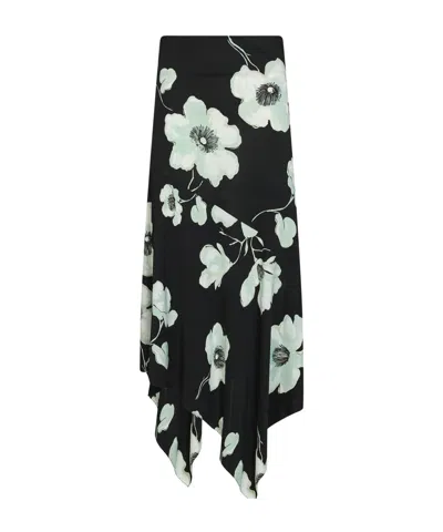 Alaïa Floral Print Skirt In Black
