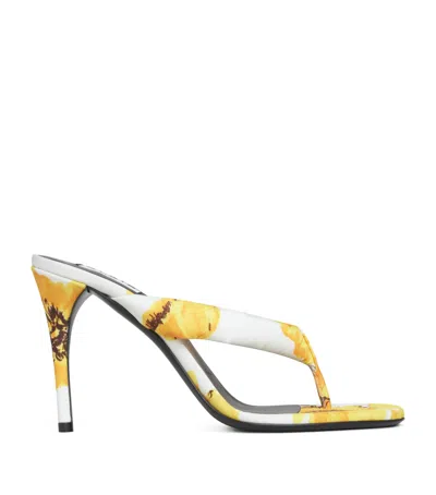 Alaïa Floral Thong Heeled Mules 90 In Multi