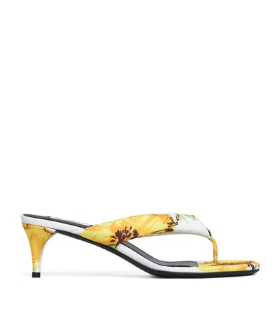 Alaïa Floral Thong Mules 55 In White