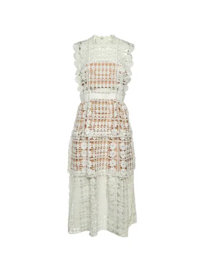 Pre-owned Alaïa Floral-details Sleeveless Dress In White