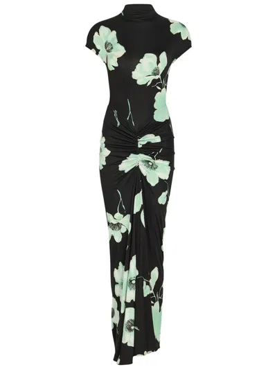 Alaïa Floral-print Jersey Maxi Dress In Black