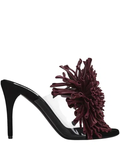 Alaïa Flower Embellished Heel Sandals In Red