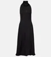 Alaïa Flower Halterneck Midi Dresss In Black