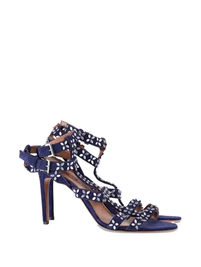 Pre-owned Alaïa Flower Stud Ankle Strap Sandals In Blue