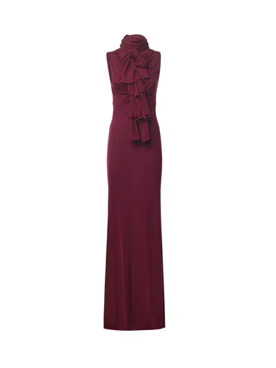 Alaïa Flowing Jersey Dress With Bow In Multi