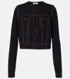 Alaïa Wool-blend Cropped Jacket In Blue