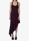 Alaïa Burgundy Fluid Jersey Asymmetric Dress In Burgundy