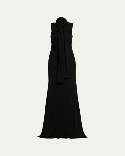 Alaïa Fluid Jersey Bow Dress In Black