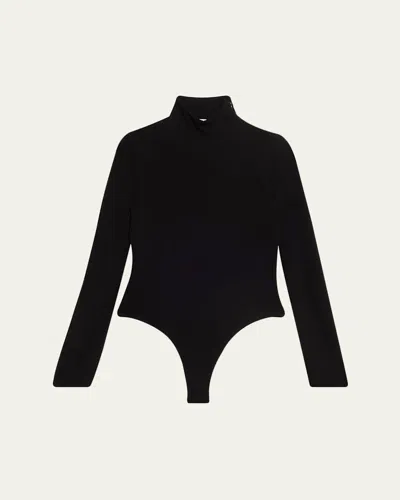 Alaïa Fluid Jersey Heart Bodysuit In Black