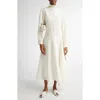 Alaïa Silk-wool Midi Dress In Blanc