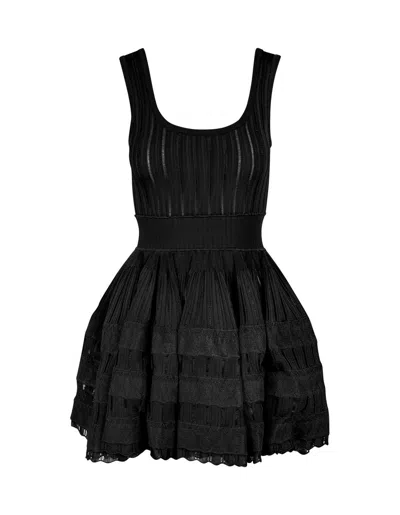 Alaïa Fluid Skater Mini Dress In Black