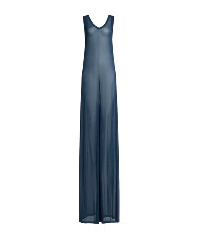 Alaïa Fluid Viscose Jumpsuit In Blue