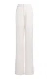 Alaïa Fluid Wool-silk Straight-leg Pants In Ivory