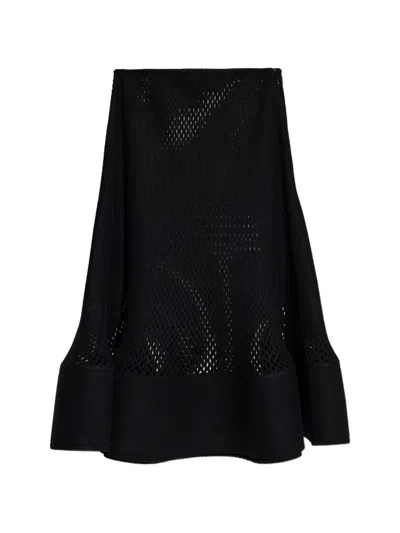 Alaïa Fluted Midi Skirt In Black