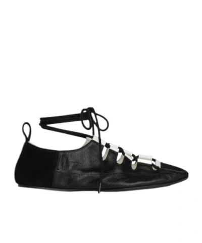 Alaïa Fold Laced Flats In Black