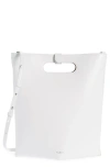 Alaïa Small Folded Leather Tote Bag In Blanc Optique
