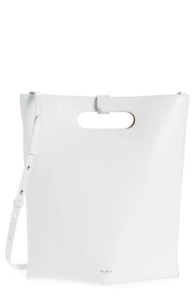 Alaïa Folded Calfskin Leather Tote In Blanc Optique