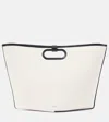 Alaïa Folded Large Leather-trimmed Canvas Tote Bag In Neutrals
