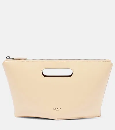 Alaïa Folded Mini Leather Clutch In Beige