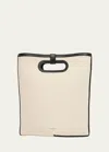 Alaïa Folded Tote Bag In Canvas And Leather In 040 Ecru