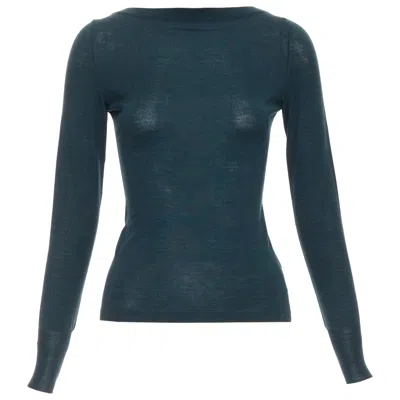 Pre-owned Alaïa Alaia Forest Green Lightweight Wool Bateau Neck Pullover Sweater Fr36 S