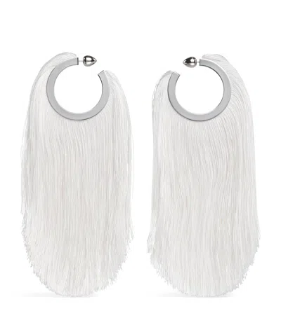 Alaïa Fringe Pendant Hoop Earrings In Silver