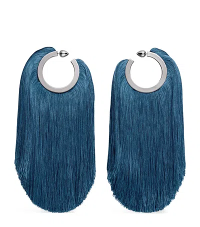 Alaïa Fringe Pendant Hoop Earrings In Blue